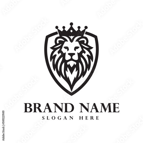 Lion with crown minimalist business logo design photo