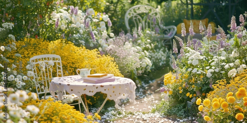 Obraz premium spring and summer yellow and lavender garden