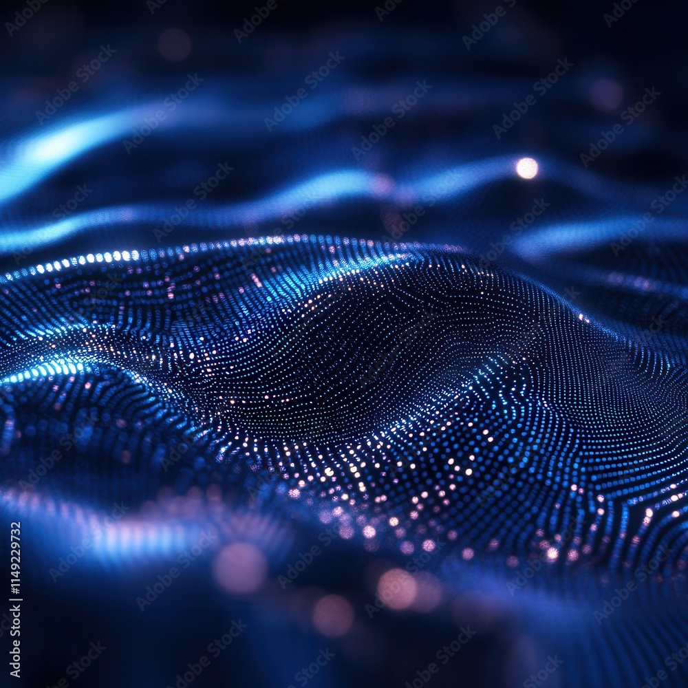 Abstract Blue Digital Wave Background Glowing Particle Flow, Futuristic Technology Texture Abstract Blue Digital Wave Background Glowing Particle Flow, Futuristic Technology Texture