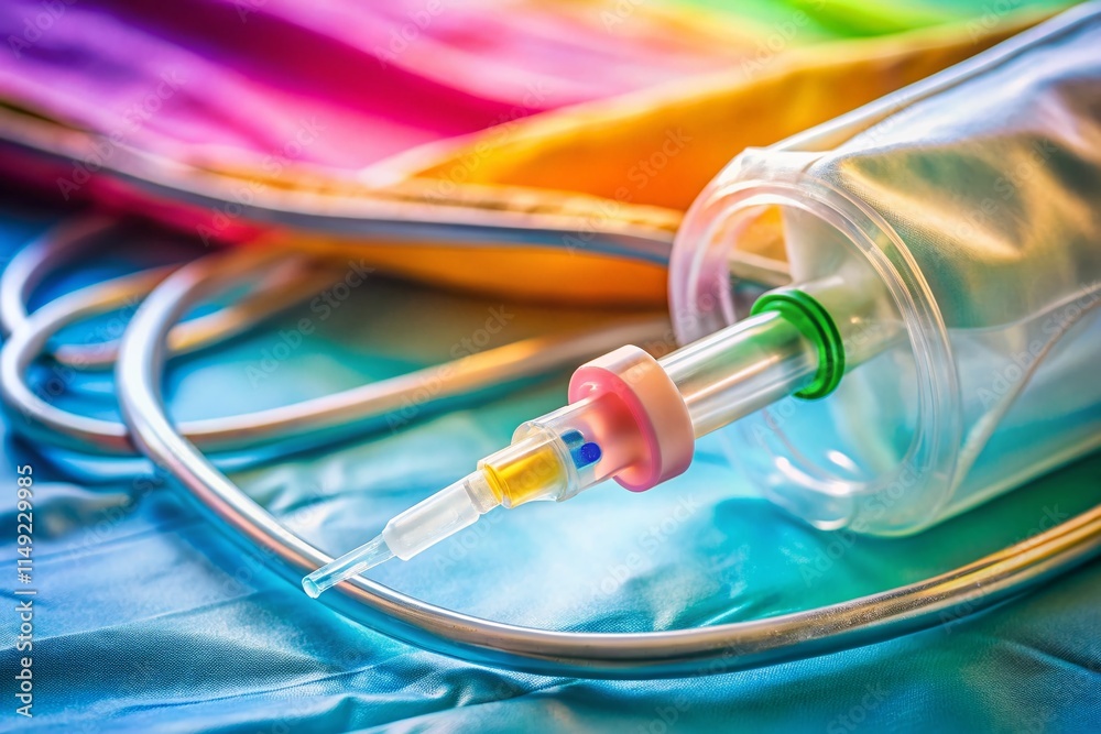 Medical IV Drip Bag Closeup: Intravenous Insulin Therapy in Hospital Room Medical IV Drip Bag Closeup: Intravenous Insulin Therapy in Hospital Room