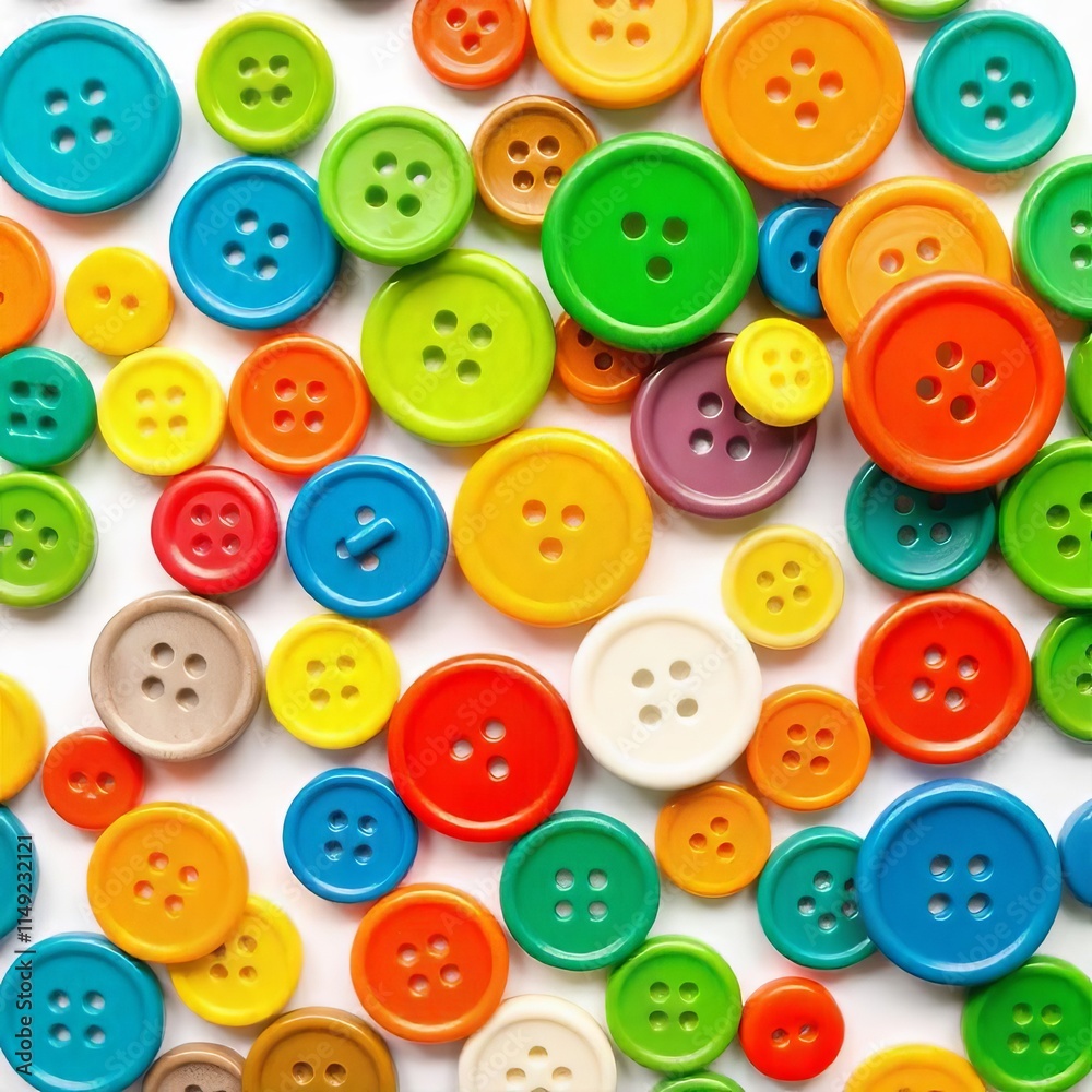 Vibrant Colorful Buttons Arranged on a White Background Vibrant Colorful Buttons Arranged on a White Background