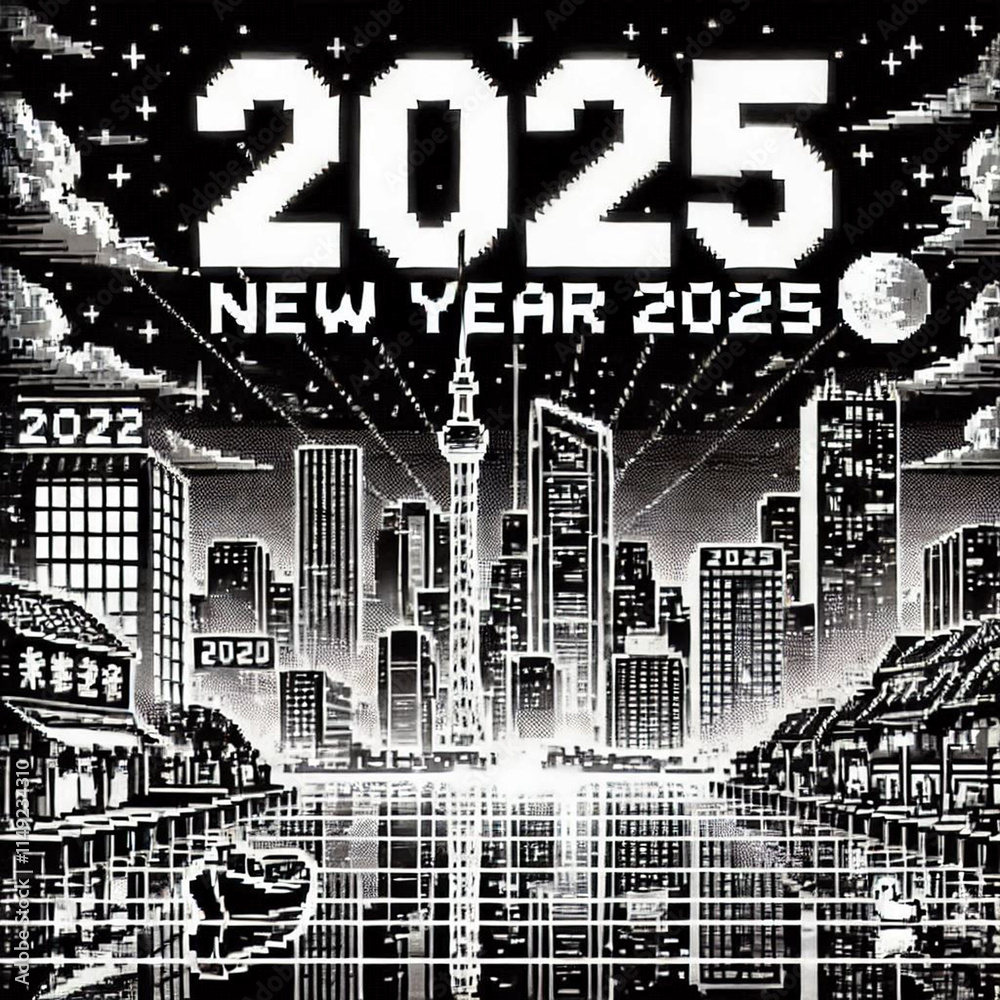 Naklejka premium New Year greetings with all situations and conditions