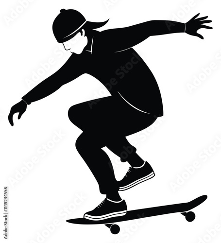 WebBlack silhouette of an athlete skateboarder in a jump