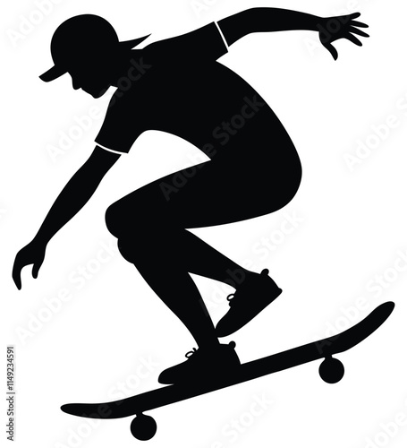WebBlack silhouette of an athlete skateboarder in a jump