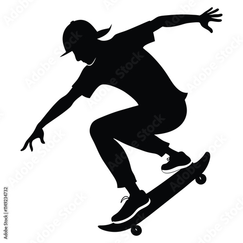 WebBlack silhouette of an athlete skateboarder in a jump