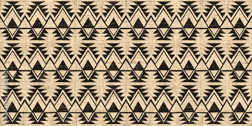 Intricate geometric pattern in black and beige tones, capturing cultural artistry and design.