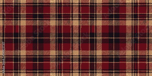 A classic red and beige plaid pattern with alternating dark lines, perfect for cozy autumn vibes.