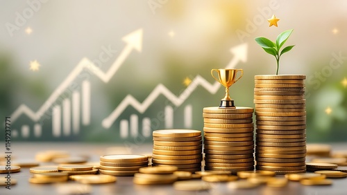 Conceptual image of money growth and success, symbolizing financial prosperity, investment, wealth, and business progress. Ideal for finance, economy, and success themes.