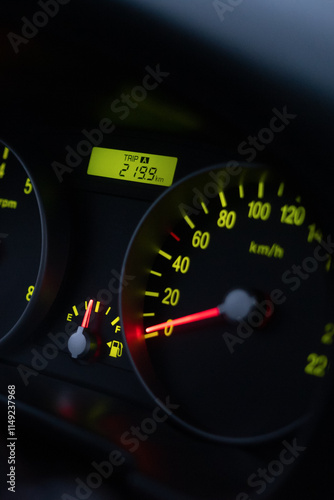 Spirometer and Dashboard Interface for Automotive, Closeup of car dashboard