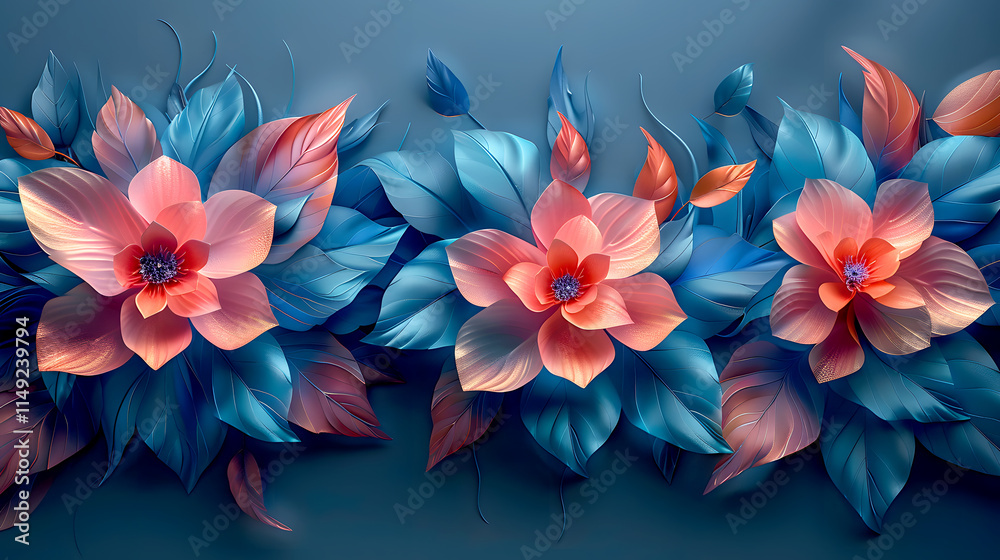 Obraz premium Magical Fantasy Flower Landscape Design with Glowing Light – Elegant and Dreamlike Floral, Artistic Concepts, Wall Art, Digital Art, Greeting Cards, Branding, Social Media, Packaging, Invitations