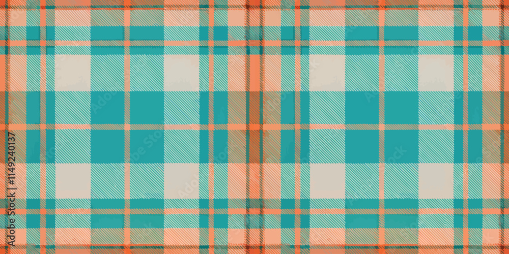 Obraz premium Vibrant turquoise and orange plaid pattern for a stylish touch.