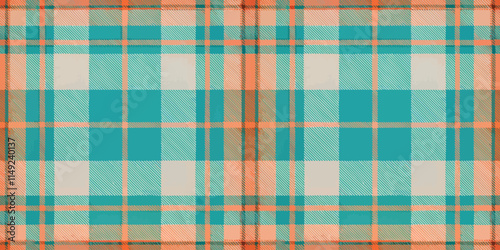 Vibrant turquoise and orange plaid pattern for a stylish touch.