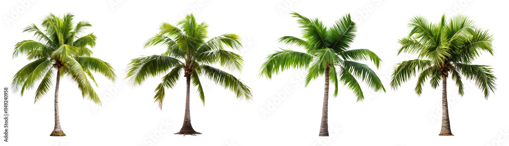 Naklejka premium Coconut tree tropical plant png cut out element set, transparent background