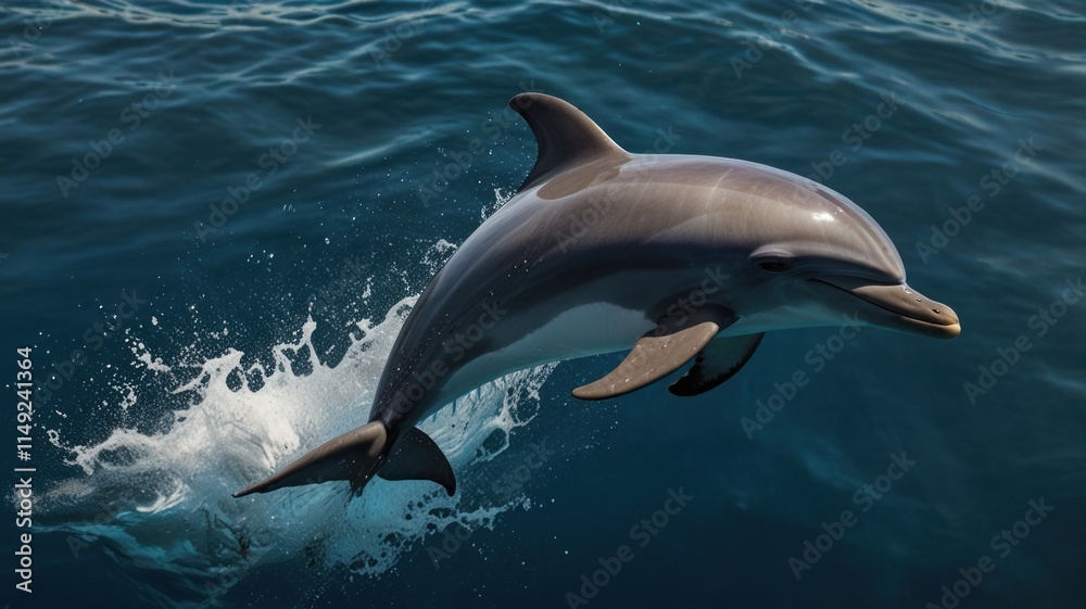 Fototapeta premium Dolphin leaping from ocean water.