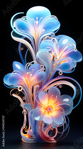 Magical Fantasy Flower Portrait Design with Glowing Light – Elegant and Dreamlike Floral, Artistic Concepts, Wall Art, Digital Art, Greeting Cards, Branding, Social Media, Packaging, Invitations