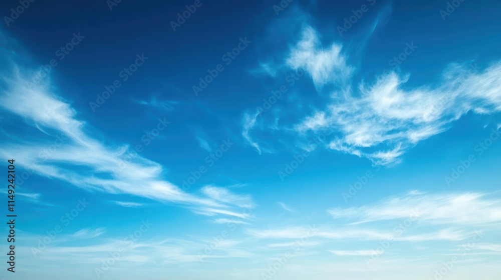 An Exquisite Blue Sky with Intricate White Clouds - High-Resolution, Super-Detailed, Elegant Sky Background