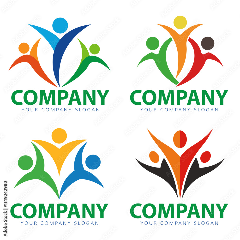 Fototapeta premium People together family logo vector