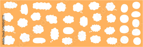 ふにゃふにゃなふきだしのベクターイラストセット。吹き出し、枠、フレーム、飾り、曲線