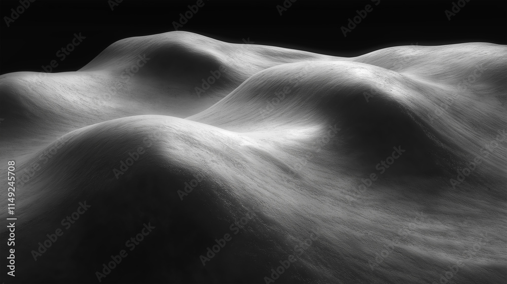 Abstract Black Dunes with Smooth Curves Under Soft Lighting Abstract Black Dunes with Smooth Curves Under Soft Lighting