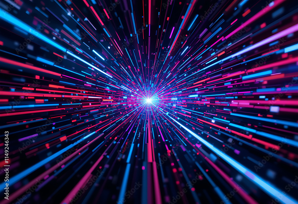 Obraz premium Digital lines with glitch effects, abstract tech disruption background design.