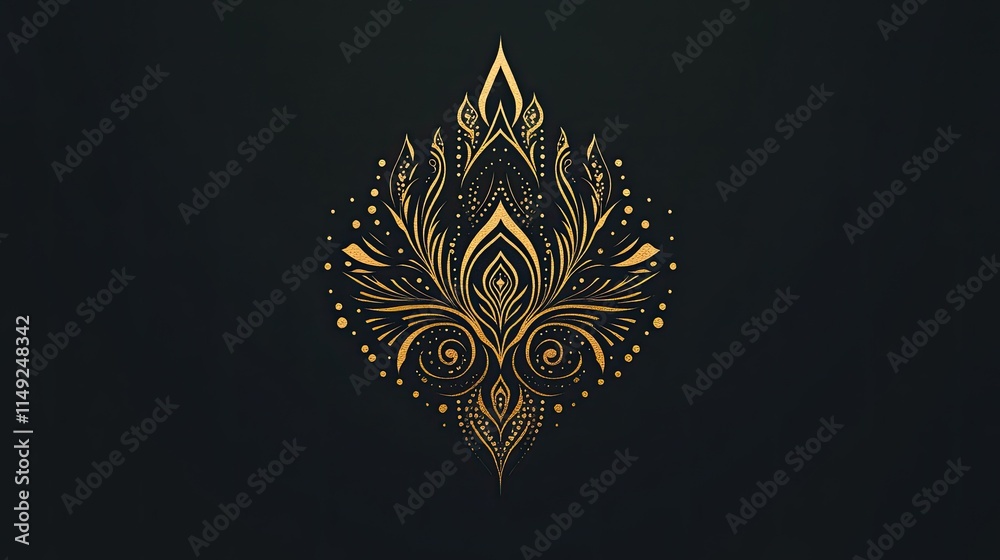 Obraz premium Elegant Golden Floral Ornament on Dark Background