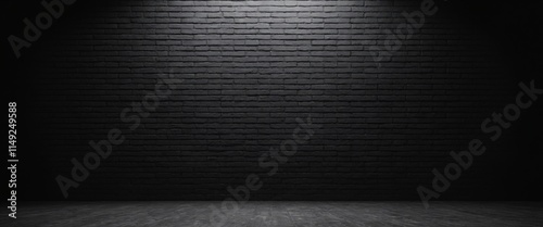 A sleek, dark brick wall with a uniform texture, softly illuminated by a subtle light from above, creating a modern and minimalist aesthetic.