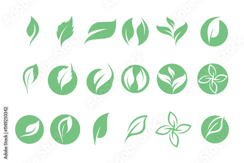 Leaf green icon set logo icon
