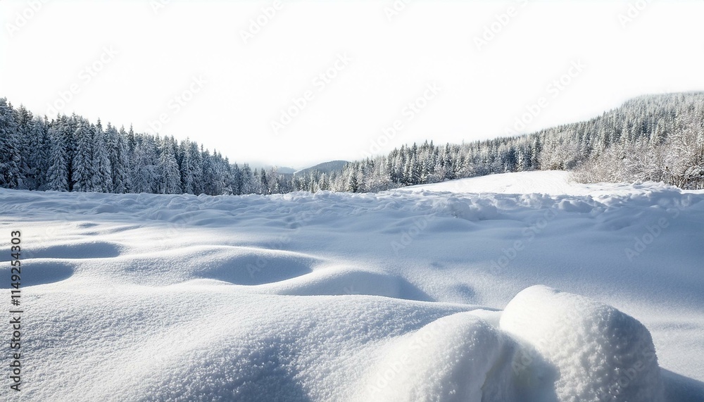 White snow landscape, isolated on white background. snow in the mountains White snow landscape, isolated on white background. snow in the mountains