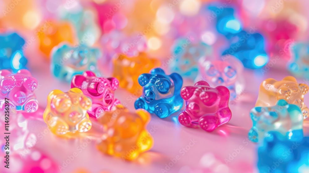 Colorful Gummy Bear Candy Closeup Colorful Gummy Bear Candy Closeup