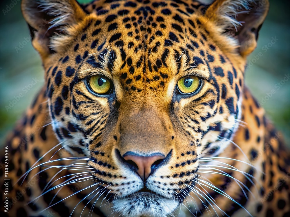 Fototapeta premium Minimalist Close-up Leopard Face: Wild Cat Portrait, Big Cat Photography
