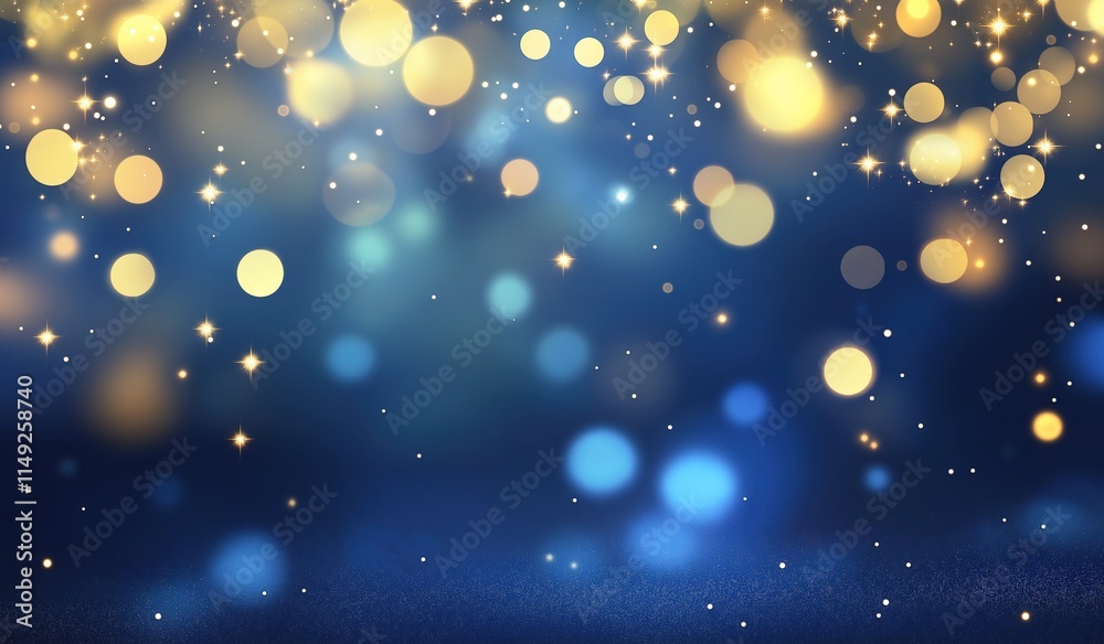 Abstract Blue Holiday Background with Scattered Lights and Text Space for Christmas, New Year Celebrations Abstract Blue Holiday Background with Scattered Lights and Text Space for Christmas, New Year Celebrations