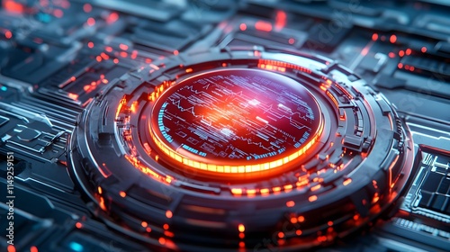 Wallpaper Mural futuristic tech hud interface, sci-fi panel - cyberpunk aesthetics Torontodigital.ca