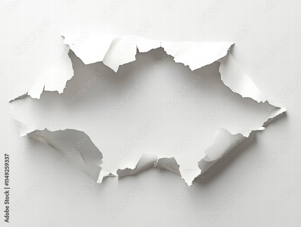 Obraz premium Realistic 3d design of white tear paper isolate on white background