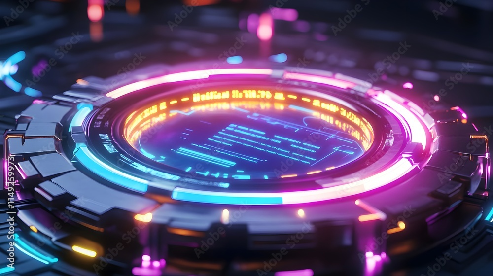 futuristic tech hud neon interface - neon and glowing effects futuristic tech hud neon interface - neon and glowing effects