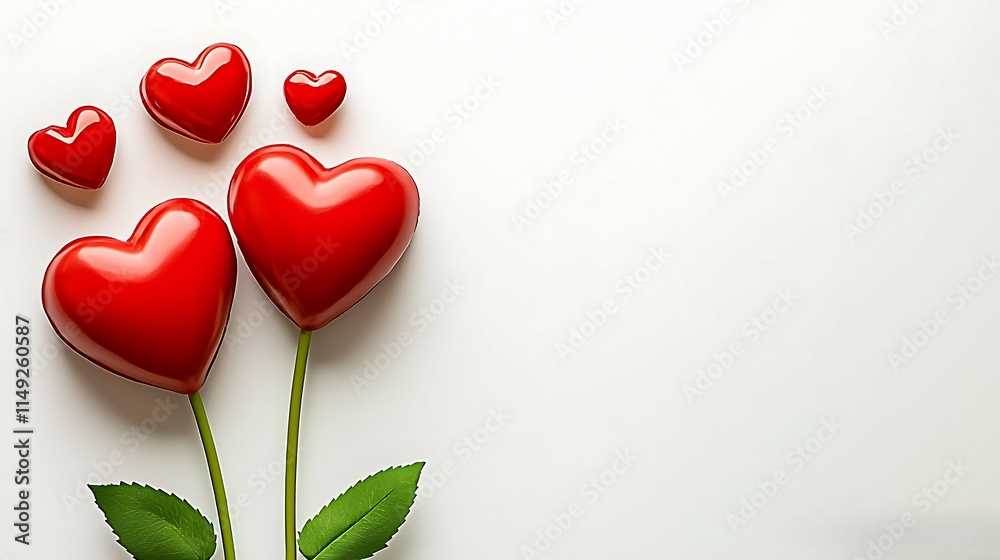 Fototapeta premium Red Hearts Flower Valentine s Day Love Romance Greeting Card