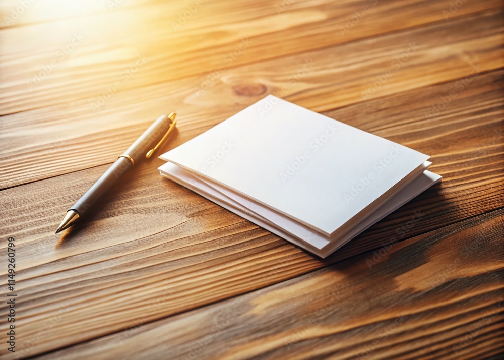 Minimalist Desk Setup: Pen & Blank Notecards Ready for Ideas Minimalist Desk Setup: Pen & Blank Notecards Ready for Ideas