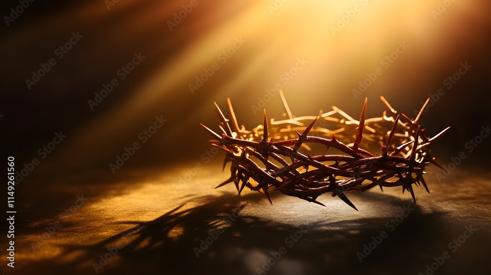 Fototapeta premium A Crown of Thorns Rests in Golden Light
