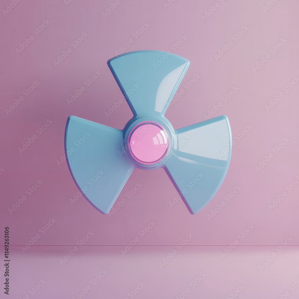 colorful radioactive symbol with glossy finish on pink background colorful radioactive symbol with glossy finish on pink background