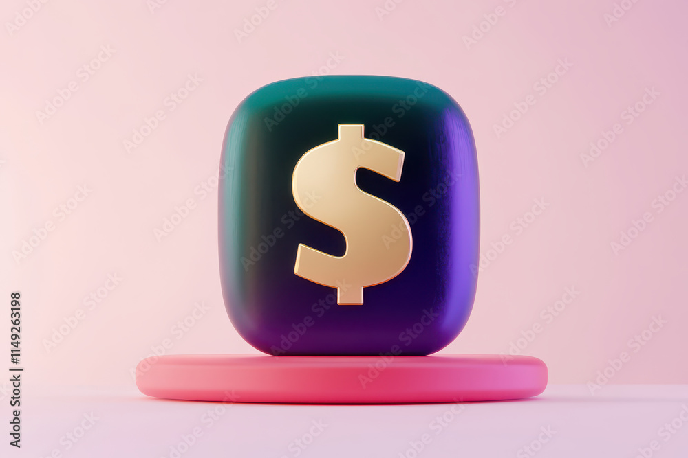 glowing dollar symbol on colorful background, representing finance glowing dollar symbol on colorful background, representing finance