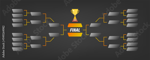 Tournament Bracket. Soccer championship scheme with trophy cup. Football sport.