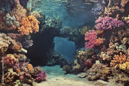 typical underwater cave in a red sea reef 