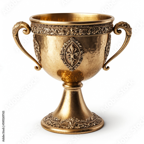 Winning Golden Trophy Cup Isolated On White Background photo