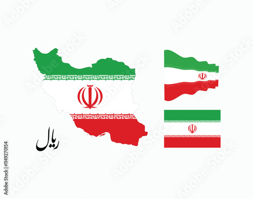 Flag, map and currency sign 