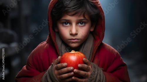 child with apple HD 8K wallpaper Stock Photographic Image photo