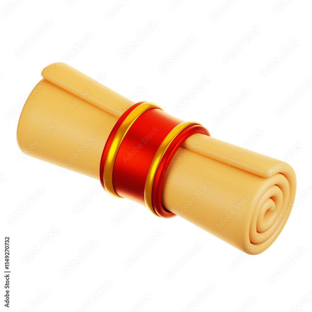 3d rendering paper scroll icon. Chinese new year icon concept 3d rendering paper scroll icon. Chinese new year icon concept