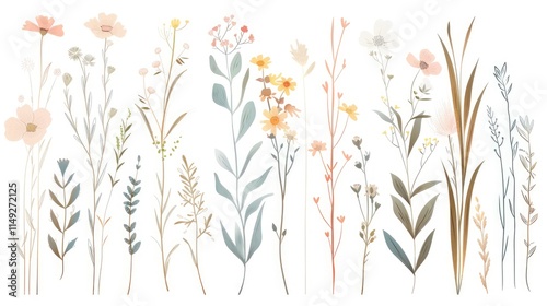 Floral Arrangement of Pastel Wildflowers