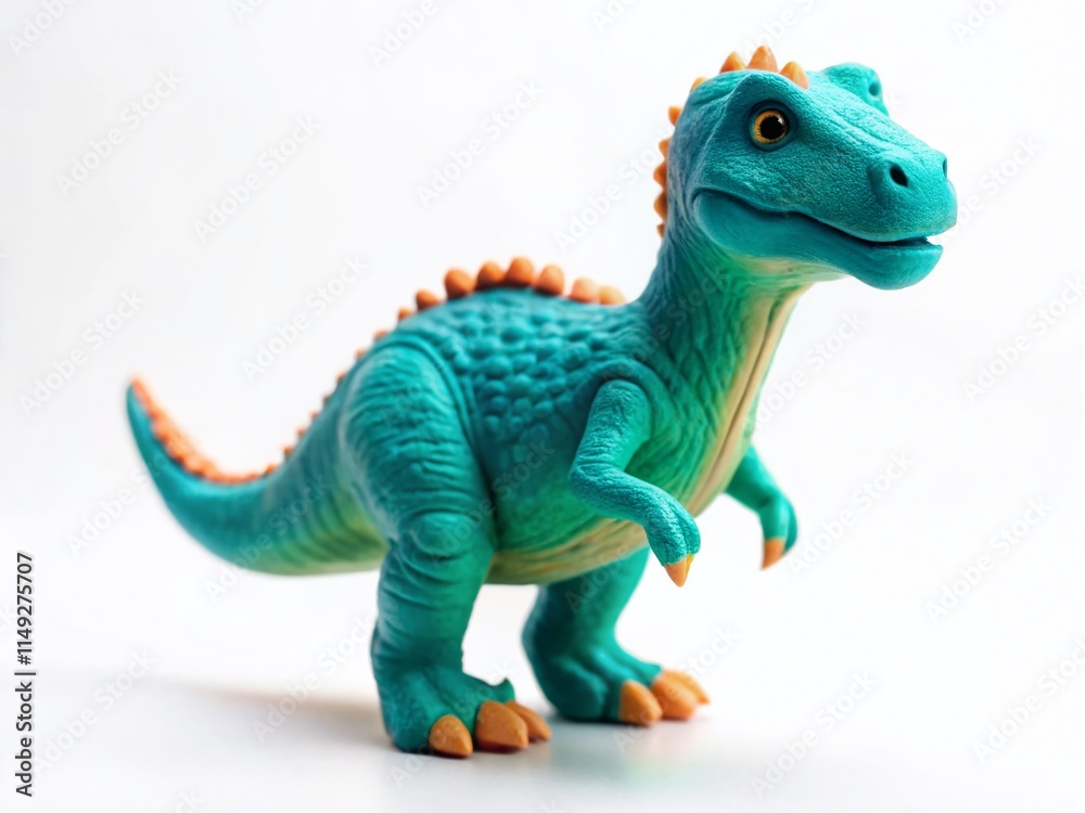 Obraz premium Minimalist Plasticine Dinosaur on White Background - Stock Photo