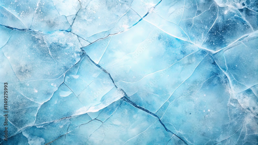 Obraz premium Abstract Frozen Surface A Detailed Texture of Cracked Ice with a Cool Blue Hue