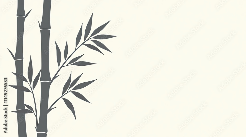 Fototapeta premium Serene Minimalist Bamboo Illustration Elegant Greyscale Design for Peaceful Backgrounds and Decorative Purposes