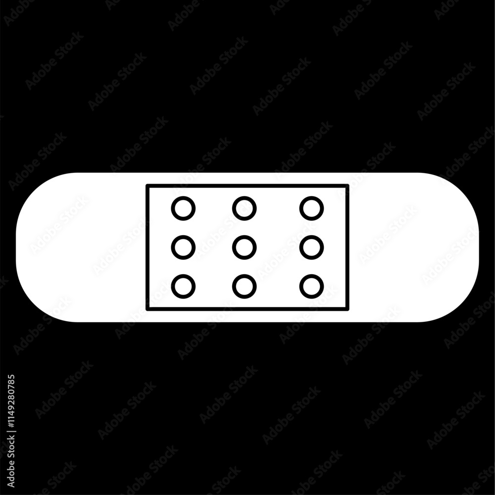 Medical band aid icon, bandage vector illustration, bandage clip art, white on black background Medical band aid icon, bandage vector illustration, bandage clip art, white on black background